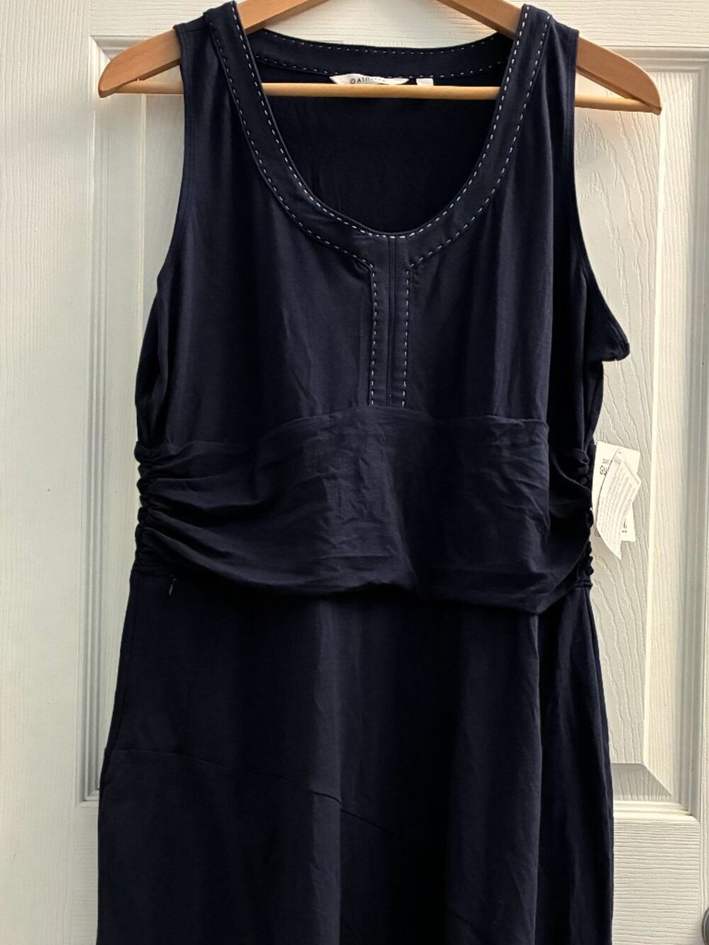 Athleta NWT Katniss Dress XL Navy Blue Casual Sleeveless Knit zip pocket travel